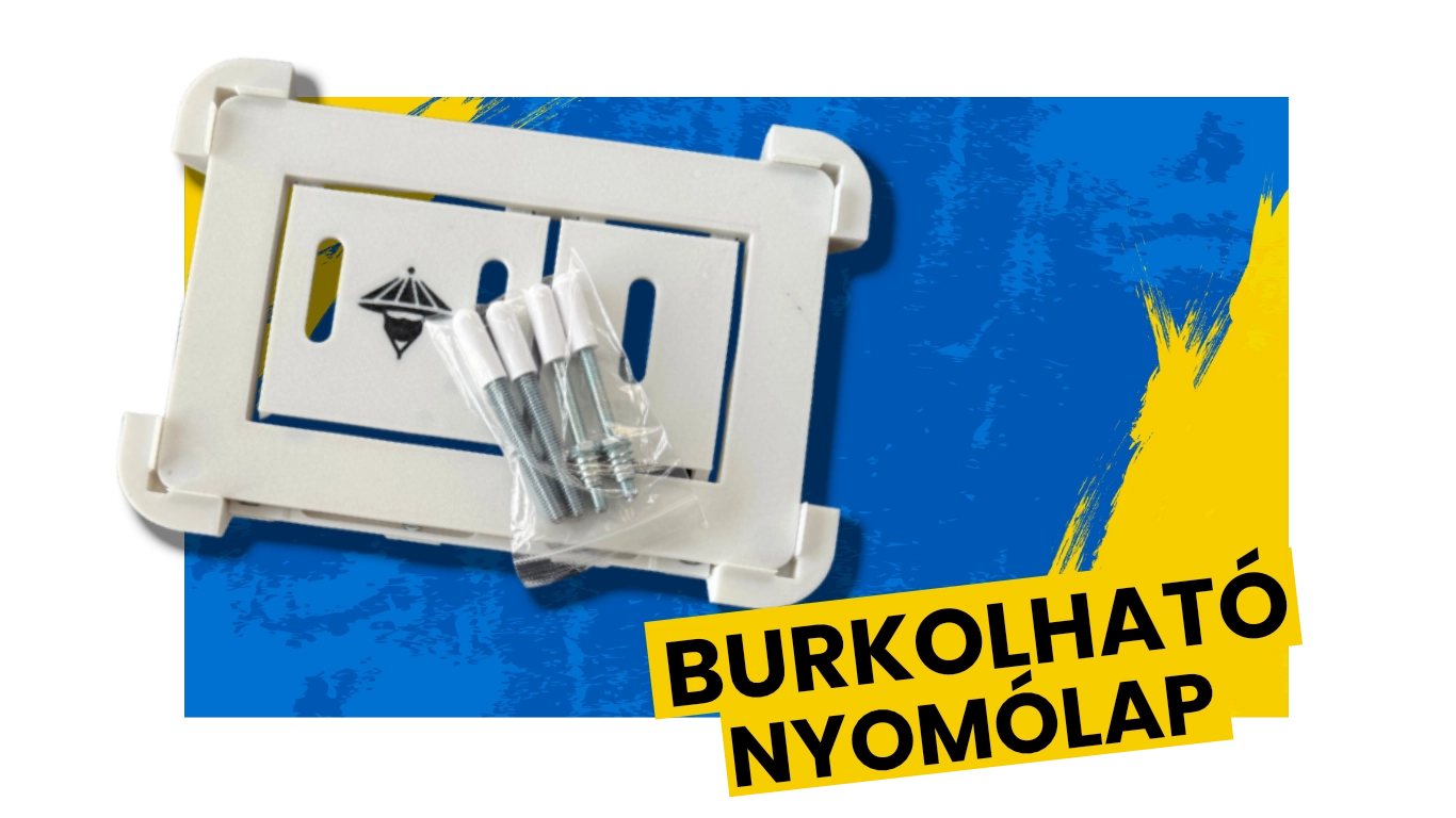 Fehér csempézhető, burkolható nyomólap – WC öblítőhöz